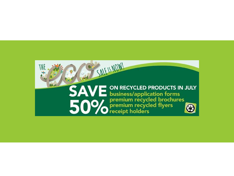 Eco Sale on Recycled Print Products - brochures, forms, flyers, receipt holders